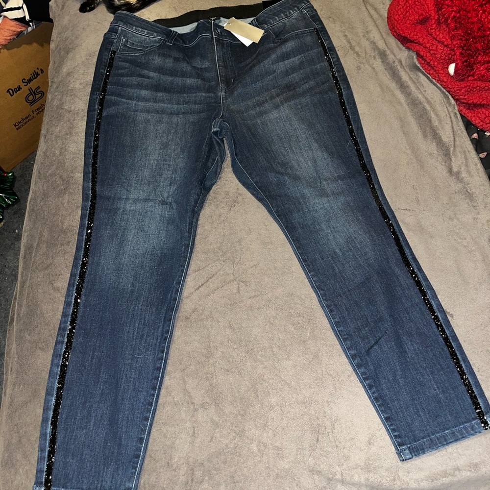 Lane Bryant Skinny Ankle Jeans with Sequin Details